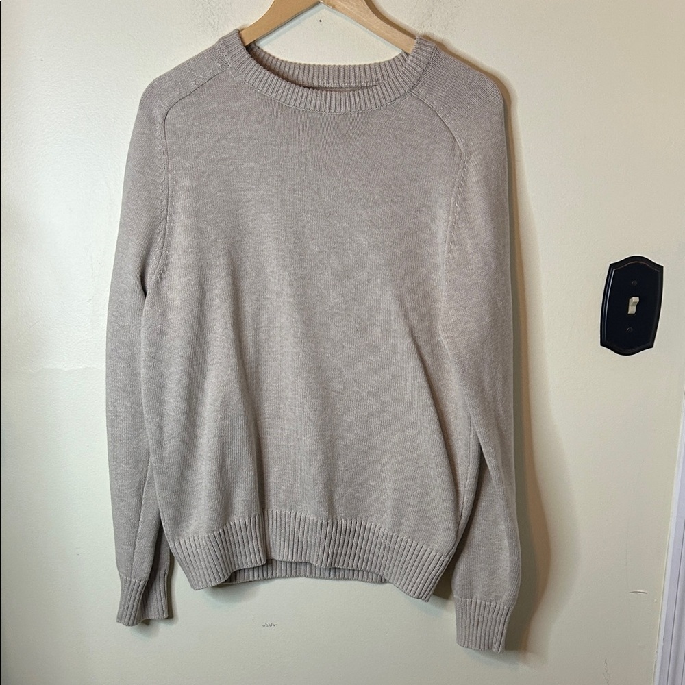 J. Crew Men's Heritage Cotton Crewneck Tan Sweater Size M